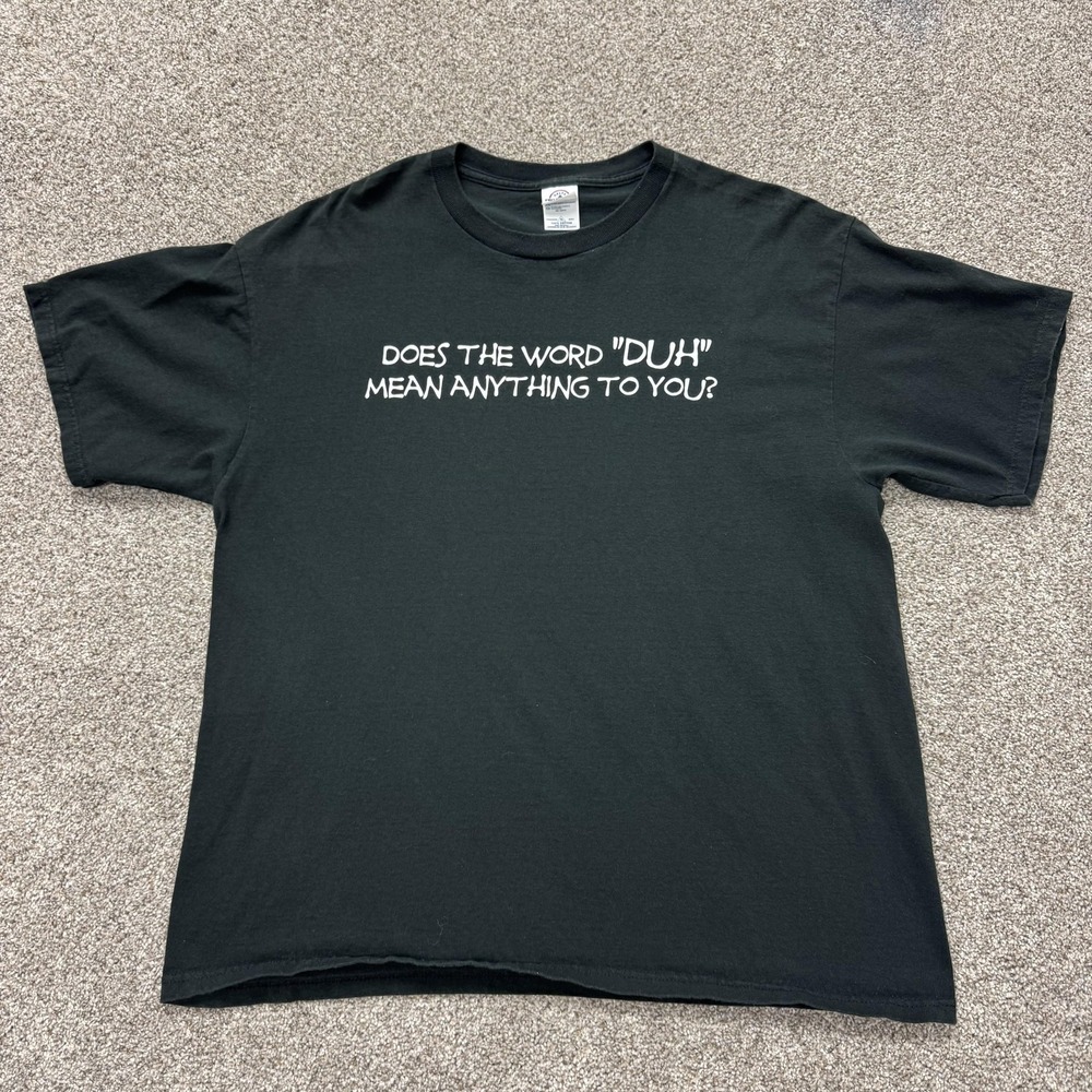 Y2K Delta Shirt Mens XL Black Does The Word Duh Mean Anything Funny Tee T-Shirt